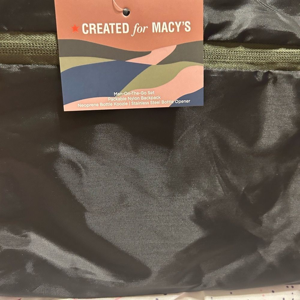 NWT Macy's Black Nylon Pouch Backpack